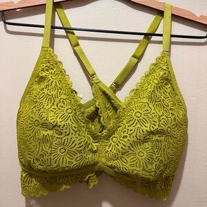 Auden Lace Lightly Lined Crossback Bralette Olive Green